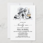 Stylish Polka Dot High Heel Shoes 21st Birthday 招待状 (正面)