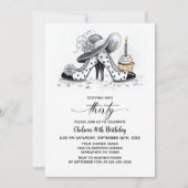 Stylish Polka Dot High Heel Shoes 30th Birthday 招待状 (正面)