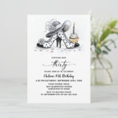 Stylish Polka Dot High Heel Shoes 30th Birthday 招待状 (スタンド正面)