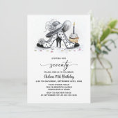 Stylish Polka Dot High Heel Shoes 70th Birthday 招待状 (スタンド正面)