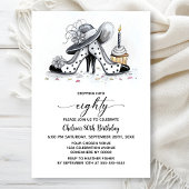 Stylish Polka Dot High Heel Shoes 80th Birthday 招待状