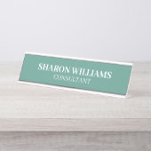 Stylish Professional Teal Green Minimalist Desk デスクネームプレート (正面)
