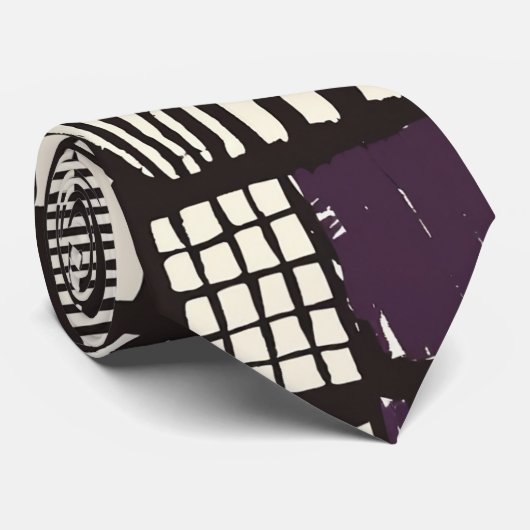 Stylish Purple and Black Boho Pattern ネクタイ (ロール)