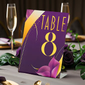 Stylish Purple and Gold Calla Lily Larger Sized 台座サイン