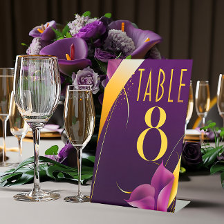 Stylish Purple and Gold Calla Lily Larger Sized 台座サイン