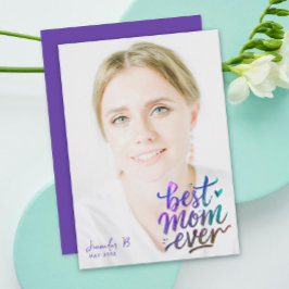 Stylish Purple Best Mothers Day Photo Brush Script カード