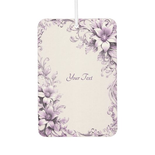 Stylish Purple Flowers Air Freshener カーエアーフレッシュナー (正面)