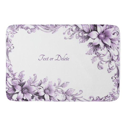Stylish Purple Flowers Bath Mat バスマット (正面)