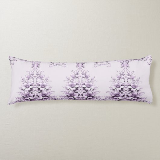 Stylish Purple Flowers Body Pillow ボディピロー (正面)