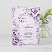 Stylish Purple Flowers Bridal Shower Invitation 招待状 (スタンド正面)