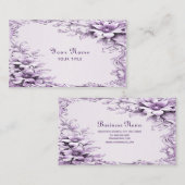 Stylish Purple Flowers Business Card 名刺 (正面/裏面)