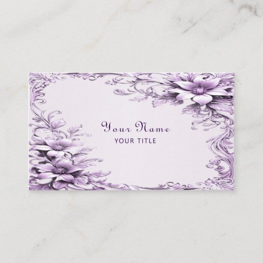 Stylish Purple Flowers Business Card 名刺 (正面)