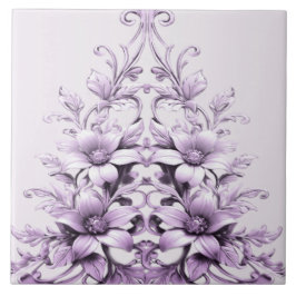Stylish Purple Flowers Ceramic Tile タイル