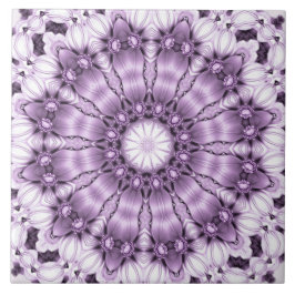 Stylish Purple Flowers Ceramic Tile タイル