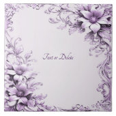 Stylish Purple Flowers Ceramic Tile タイル (正面)