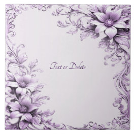 Stylish Purple Flowers Ceramic Tile タイル