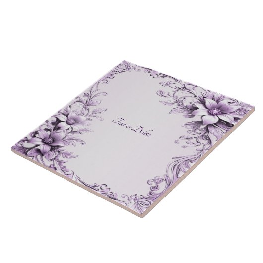 Stylish Purple Flowers Ceramic Tile タイル (側面)