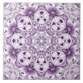 Stylish Purple Flowers Ceramic Tile タイル