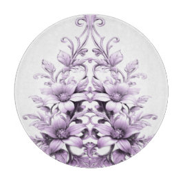 Stylish Purple Flowers Cutting Board カッティングボード
