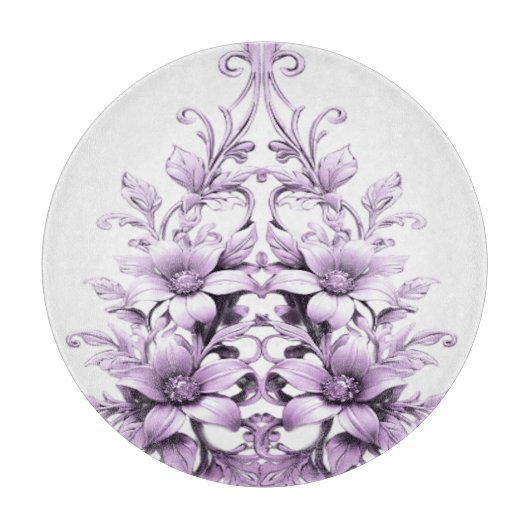 Stylish Purple Flowers Cutting Board カッティングボード (正面)