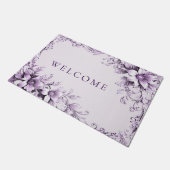 Stylish Purple Flowers Doormat ドアマット (アングル)