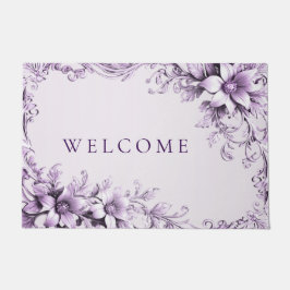 Stylish Purple Flowers Doormat ドアマット