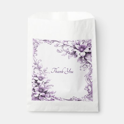 Stylish Purple Flowers Favor Bag フェイバーバッグ (正面)