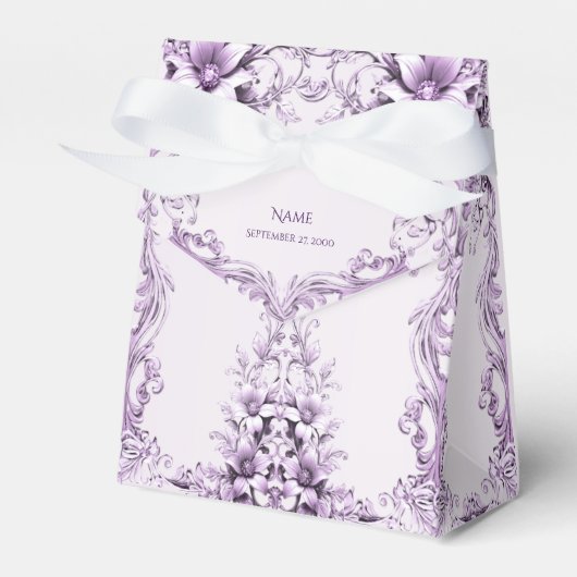 Stylish Purple Flowers Favor Box フェイバーボックス (正面サイド)