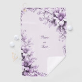 Stylish Purple Flowers Golf Towel ゴルフタオル (インサイチュ)