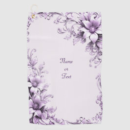 Stylish Purple Flowers Golf Towel ゴルフタオル