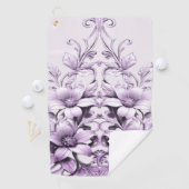 Stylish Purple Flowers Golf Towel ゴルフタオル (インサイチュ)