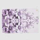 Stylish Purple Flowers Golf Towel ゴルフタオル (横)