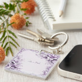 Stylish Purple Flowers Keychain キーホルダー (正面右)