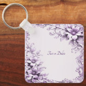 Stylish Purple Flowers Keychain キーホルダー (正面)