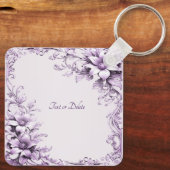 Stylish Purple Flowers Keychain キーホルダー (裏面)