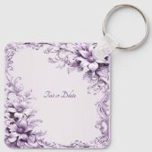 Stylish Purple Flowers Keychain キーホルダー (裏面)