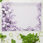 Stylish Purple Flowers Kitchen Towel キッチンタオル (折り畳み)