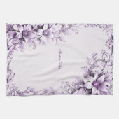 Stylish Purple Flowers Kitchen Towel キッチンタオル (横)