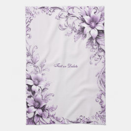 Stylish Purple Flowers Kitchen Towel キッチンタオル
