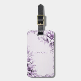 Stylish Purple Flowers Luggage Tag ラゲッジタグ
