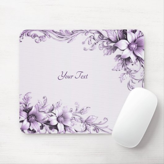 Stylish Purple Flowers Mousepad マウスパッド (マウス)