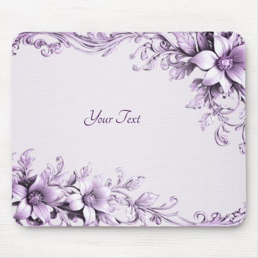 Stylish Purple Flowers Mousepad マウスパッド (正面)