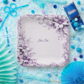 Stylish Purple Flowers Paper Plate ペーパープレート (パーティー)