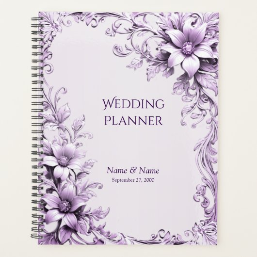 Stylish Purple Flowers Planner プランナー手帳 (正面)