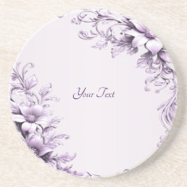 Stylish Purple Flowers Sandstone Coaster コースター