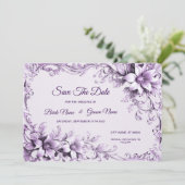 Stylish Purple Flowers Save The Date セーブザデート (スタンド正面)