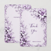 Stylish Purple Flowers Thank You Card サンキューカード (正面/裏面)