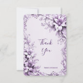 Stylish Purple Flowers Thank You Card サンキューカード (正面)