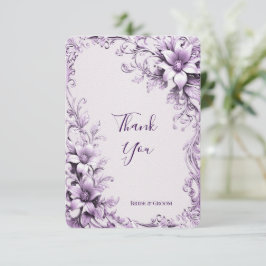 Stylish Purple Flowers Thank You Card サンキューカード