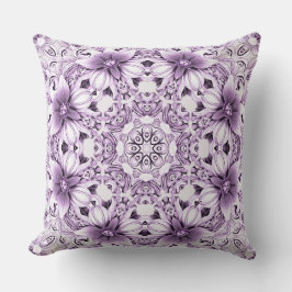 Stylish Purple Flowers Throw Pillow クッション